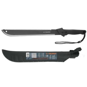 Double Edge Machete, 18 " with Injected Handle and Sheath, Truper 13098