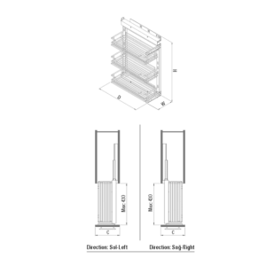 Alternative view of Under-Workbench Group Unit with Side Undermount Rail (90 Degrees), Starax