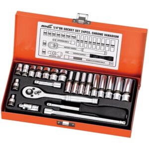 1/4"DR 24pcs Socket Set, Chrome Vanadium, Mitools-0181201