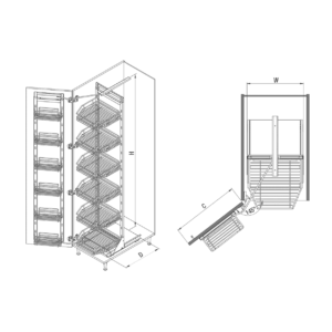 Alternative view of Telescopic Larder Twin Supermarket, Starax S-1227