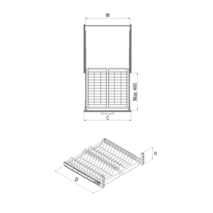Alternative view of Plate Holder With Telescopic Rail Mounted To Lid, Starax S-2233