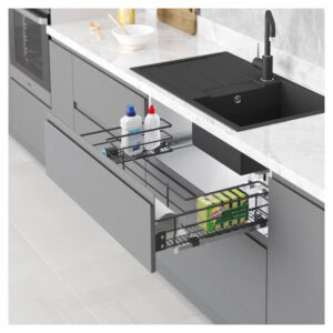 Under-Sink Drawer With Full Extension Undermount Rail Mounted To Lid, Starax