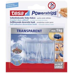 Powerstrips transparent deco hooks large, Tesa 58813