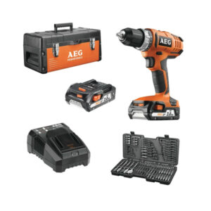 Battery Powered Drill Driver + Accessory Set 100 Pc, Aeg BS18 G2 LI-KIT5X