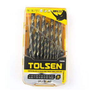19Pcs Black & Gold Hss Twist Drill Bits Set, Tolsen 75086