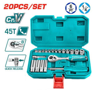 20 Pcs 1/4" Socket Set, Total THT141201
