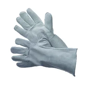 Durable leather welding gloves with heat resistance, reinforced stitching, and comfortable fit for hand protection during welding and metalwork.