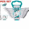 The 8 Pcs Flexible Ratchet Spanner Set (THT102RK586) includes versatile spanners with a flexible head for easy access in tight spaces. Durable and reliable, perfect for various mechanical tasks.