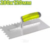 "DYLLU Plastering Trowel with Teeth DTPE2912, durable stainless steel tool for smooth and even application of plaster, adhesives, and mortar."