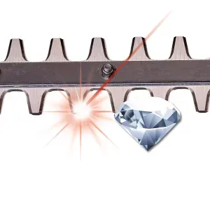 Laser-cut blades with diamond-ground finish provide for a clean cut and long-lasting sharpness.