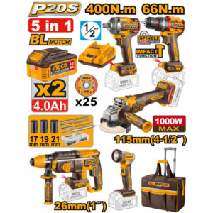 5‑piece cordless industrial combo kit