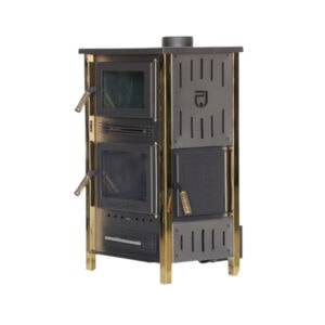 wood stove stainless gold