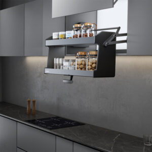 Higold Black Shearer Nebula Pull Down Overhead Cabinet Storage - 60cm