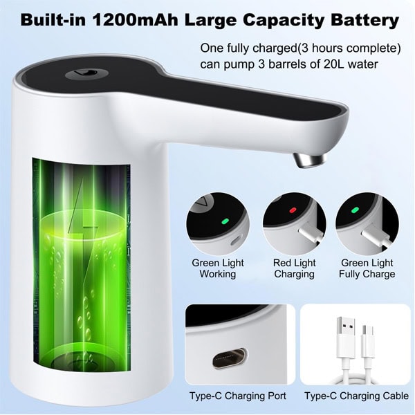 Automatic Water Dispenser Pump, USB Rechargeable Battery Water Pump