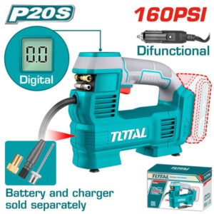 TOTAL TACLI2012 20V Cordless Air Compressor – 160 PSI Portable Inflator