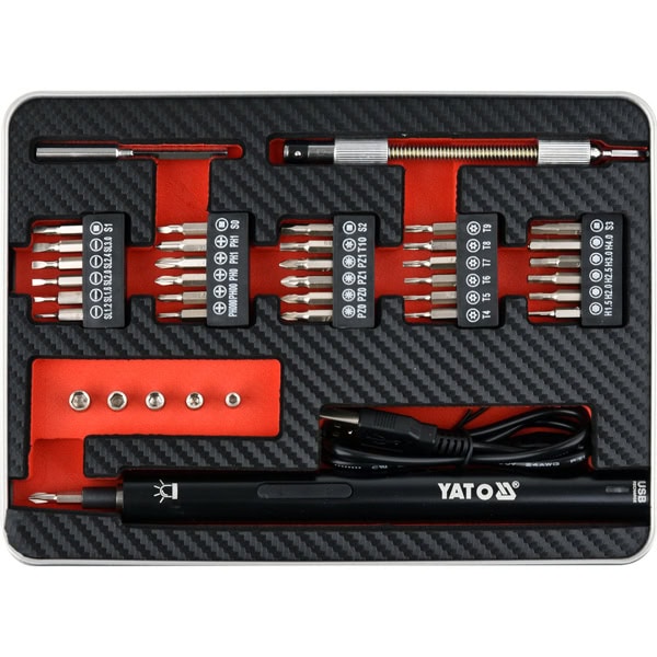 Yato YT-27930 Precision 3.6V Cordless Screwdriver Set – 39 Pieces