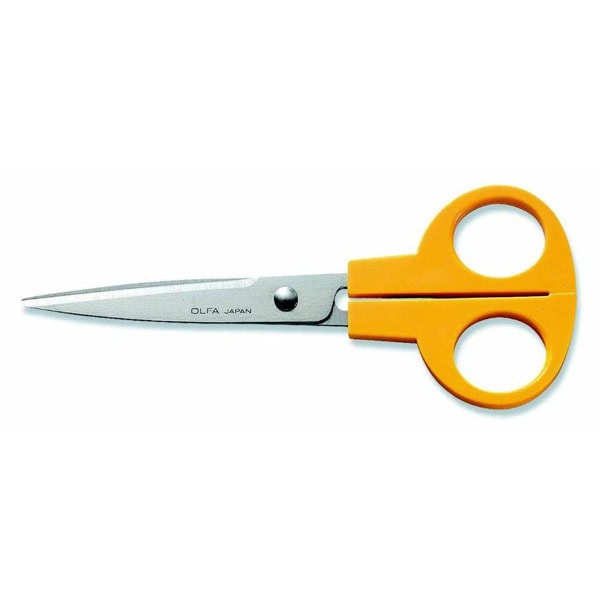 OLFA SCS-3 Precision Stainless Steel Scissors – 65 mm Serrated Blades, Ambidextrous
