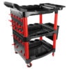 Tier Rolling Auto Detailing Cart with Wheels, Hooks, Hanging Bucket & Cat-Ear Basket – Red/Black