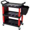 3-Tier Rolling Auto Detailing Cart with Wheels, Pegboard, Bucket & Spray Holders – Red/Black