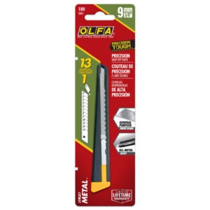 OLFA 180 Black 9mm Precision Snap-Off Knife – Metal Handle Multi-Purpose Cutter