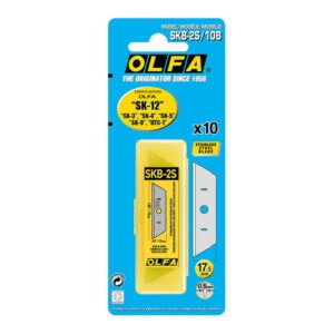 OLFA SKB-2S/10B Stainless Steel Spare Blades – Trapezoid Safety Blades (10-Pack)
