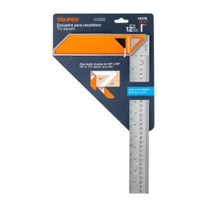 TRUPER try square, 12-inch stainless steel carpenter tool for accurate angle measurement.