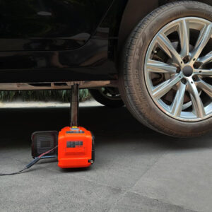 Portable car jack and air compressor from SAKR Building Materials, Lebanon.