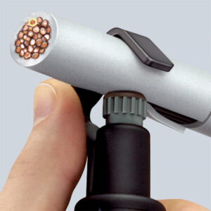 Copper electrical cable with multiple strands, held by a hand, used for wiring and electrical instal.