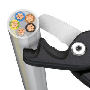 Heavy-duty electrical cable with multi-colored conductors for construction use.