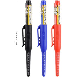 Black, blue, and red permanent markers with ruler and clip, ideal for construction and office use at.
