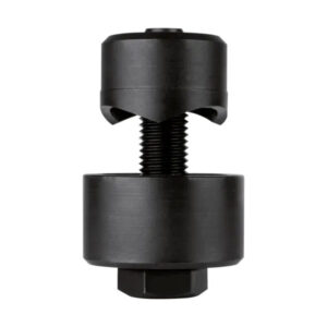 Heavy-duty black industrial clamp for construction and hardware applications.