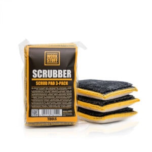 Heavy-duty Work Stuff Scrubber Pad 3-Pack for cleaning and scrubbing surfaces.