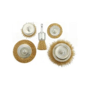 Wire brush set for power tools, durable steel and brass bristles, SAKR Building Materials.
