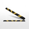 STOP sign barrier, black and yellow safety barrier for construction sites and traffic control.