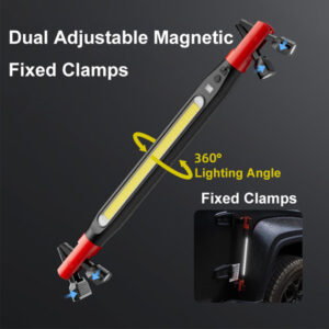 Dual Adjustable Magnetic Fixed Clamps LED Work Light for Construction and Repair.