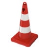 Red and white traffic cone for construction safety, SAKR Building Materials.