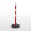 High-visibility safety cone with reflective stripes and sturdy base for construction sites and road.