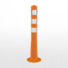 Orange and white plastic safety barrier post for construction sites, from SAKR Building Materials.