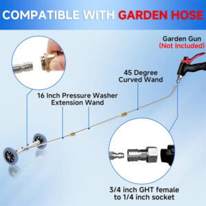 16-Inch Undercarriage Pressure Washer Cleaner with Extension Wands & Garden Hose Adapter