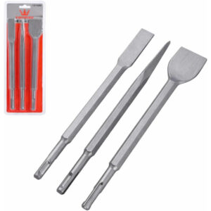 Heavy-duty metal chisels set for masonry and construction by SAKR Building Materials, ideal for prof.