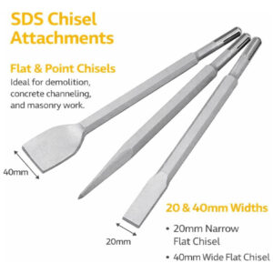 SDS Chisel Attachments for demolition, concrete, masonry - SAKR Building Materials Lebanon.