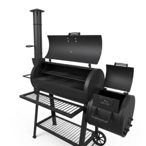 SAKR Building Materials charcoal BBQ grill with smoker, durable outdoor cooking equipment.