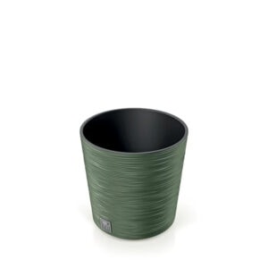 Prosperplast DFR250 Furu round flowerpot, durable plastic, green color, modern design.