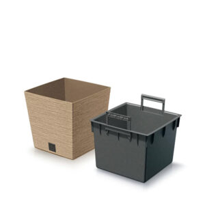 SAKR Building Materials offers the Prosperplast DFS300W Furu Square Low ECO Wood Flowerpot, ideal fo.