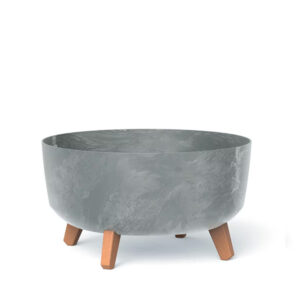 SAKR Building Materials high-quality Prosperplast DGRL400LE flowerpot with concrete finish and woode.