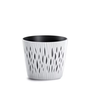 Prosperplast DSR260 sandy round flowerpot with textured surface for indoor and outdoor use.