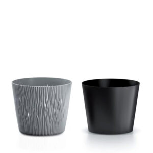 Prosperplast DSR260 sandy round flowerpot, durable plastic planter for indoor and outdoor use.
