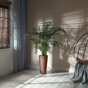 Corten round flowerpot by Prosperplast, ideal for modern interior and exterior decor.