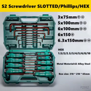 Multi-Function Magnetic Screwdriver & Hex Key Set (S2 Alloy Steel)