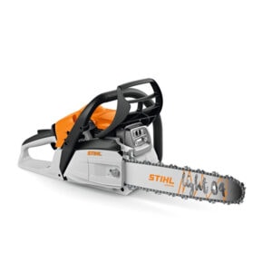 Petrol Chainsaw STIHL MS 212 for professional and home use. High-performance power tool for cutting.